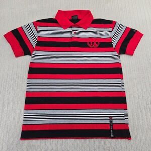 Red Ape Polo Shirt Boys 12/14 Red Black Stripe Short Sleeve Hip Hop Streetwear